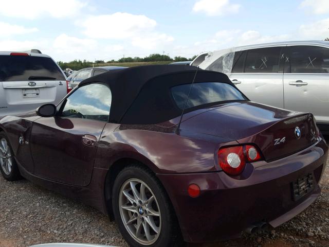 4USBT33515LS54051 - 2005 BMW Z4 2.5 MAROON photo 3