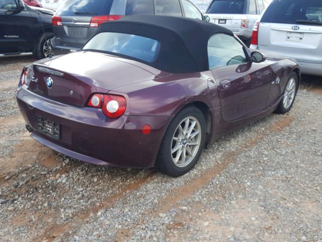 4USBT33515LS54051 - 2005 BMW Z4 2.5 MAROON photo 4