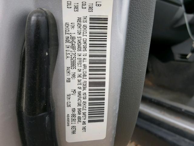 1J8HG48P17C528865 - 2007 JEEP COMMANDER SILVER photo 10