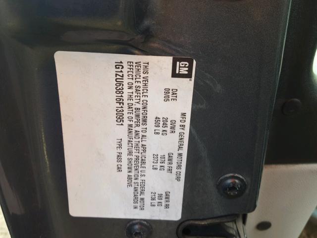 1G1ZU63816F130951 - 2006 CHEVROLET MALIBU MAX ნაცრისფერი ფოტო 10