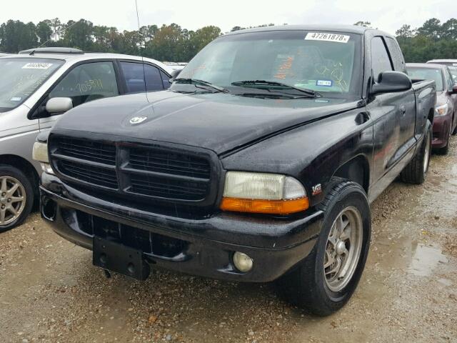 1B7GL22Y1XS165378 - 1999 DODGE DAKOTA BLACK photo 2