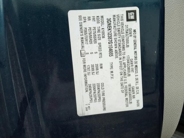 3GNEK12387G104665 - 2007 CHEVROLET AVALANCHE BLUE photo 10