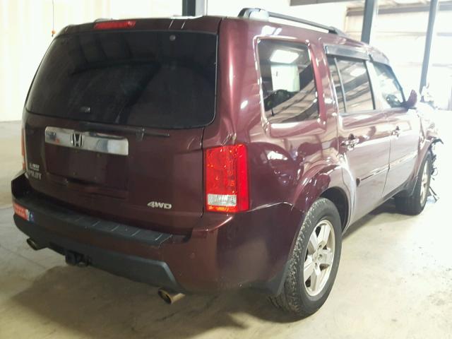 5FNYF4H45BB080674 - 2011 HONDA PILOT EX BURGUNDY photo 4