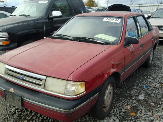 1FAPP36X0MK126343 - 1991 FORD TEMPO GL BURGUNDY photo 2