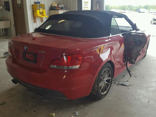 WBAUL7C51BVM79671 - 2011 BMW 128 I RED photo 4