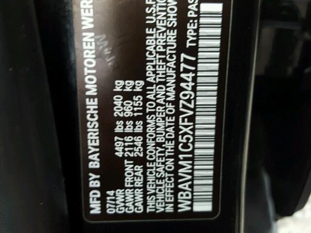 WBAVM1C5XFVZ94477 - 2015 BMW X1 SDRIVE2 Czarny zdjęcie 10