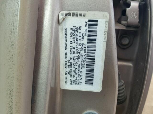 1Y1SK5282YZ404410 - 2000 CHEVROLET GEO PRIZM 金色 照片 10