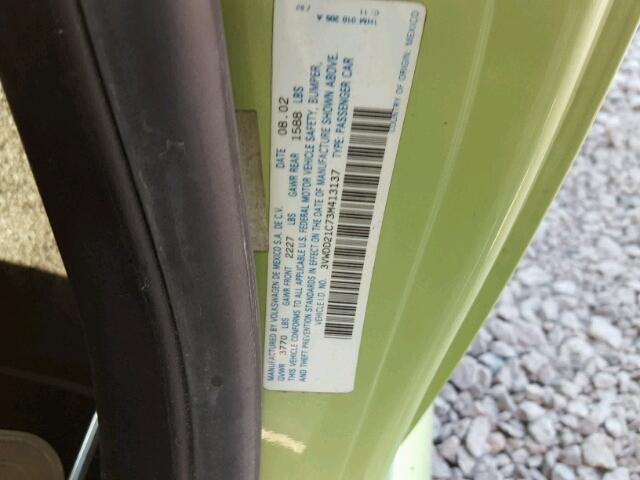 3VWDD21C73M413137 - 2003 VOLKSWAGEN NEW BEETLE 绿色 照片 10