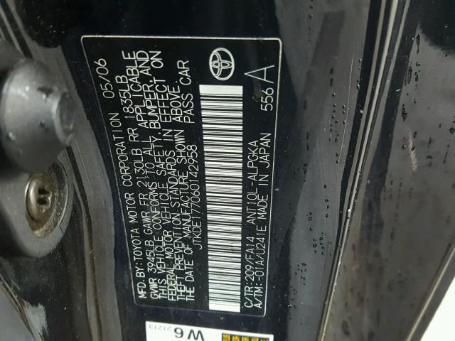 JTKDE177060142958 - 2006 TOYOTA SCION TC 黑色 照片 10