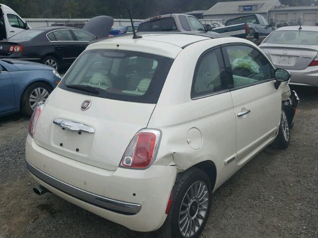 3C3CFFCR2CT280718 - 2012 FIAT 500 LOUNGE WHITE photo 4