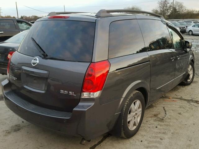 5N1BV28U44N349485 - 2004 NISSAN QUEST S GRAY photo 4