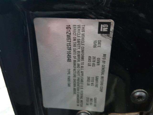 1G1ZW67157F164948 - 2007 CHEVROLET MALIBU MAX შავი ფოტო 10