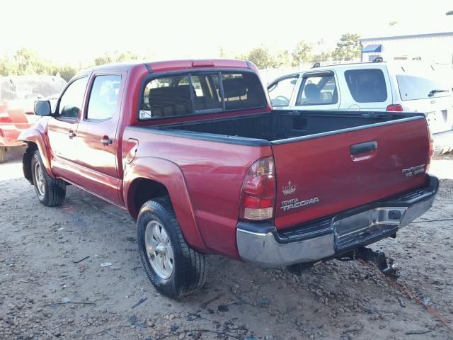 3TMJU62N05M007264 - 2005 TOYOTA TACOMA DOU BURGUNDY photo 3