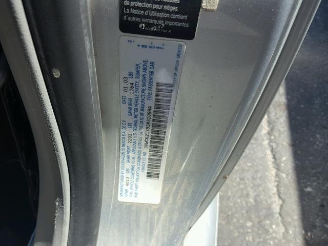 3VWCK21Y83M310984 - 2003 VOLKSWAGEN NEW BEETLE Gümüş foto 10