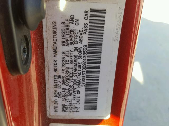 5Y2SR67009Z439599 - 2009 PONTIAC VIBE GT RED photo 10