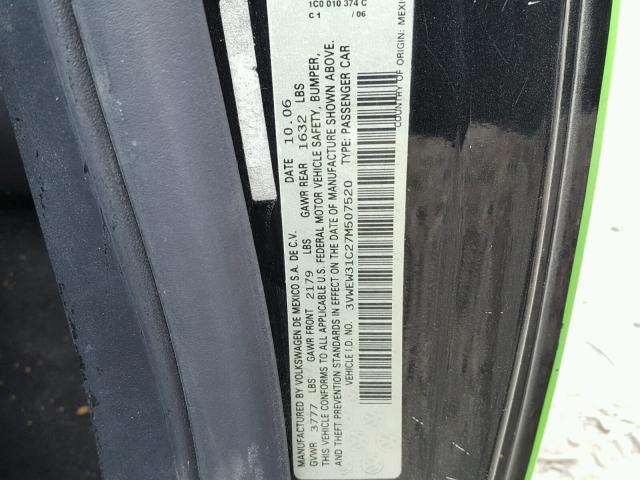 3VWEW31C27M507520 - 2007 VOLKSWAGEN NEW BEETLE 绿色 照片 10