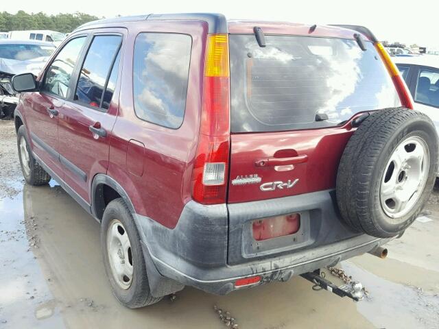 JHLRD68442C017331 - 2002 HONDA CR-V LX MAROON photo 3