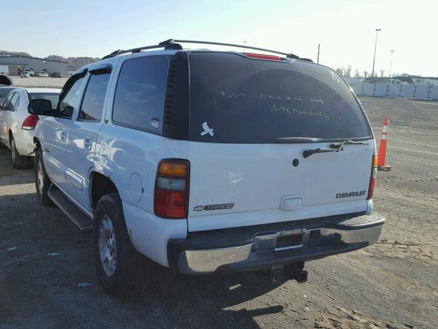 1GNEK13Z13J338996 - 2003 CHEVROLET TAHOE K150 WHITE photo 3