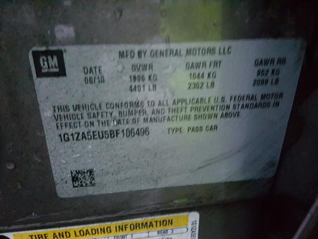 1G1ZA5EU5BF106496 - 2011 CHEVROLET MALIBU LS 灰色 照片 10