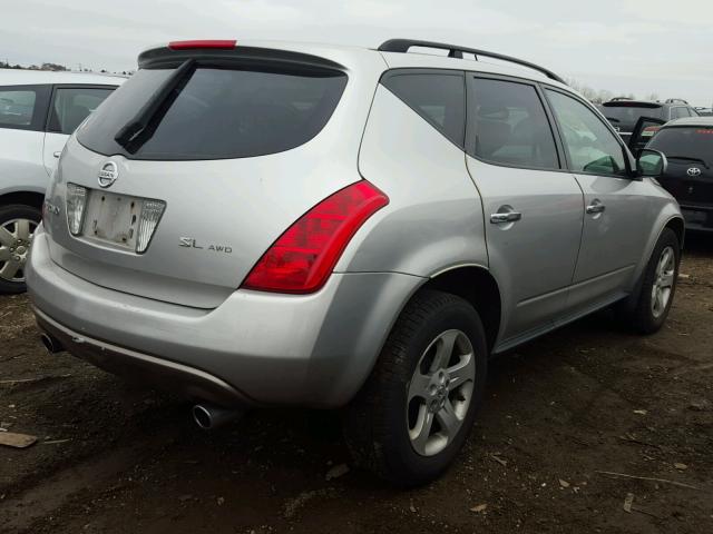 JN8AZ08W23W233256 - 2003 NISSAN MURANO SL SILVER photo 4