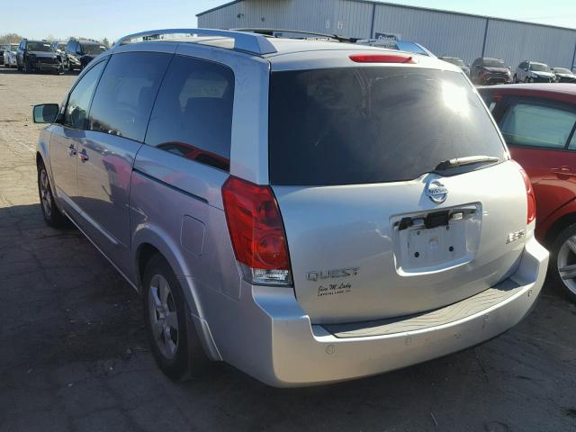 5N1BV28U67N136803 - 2007 NISSAN QUEST S GRAY photo 3