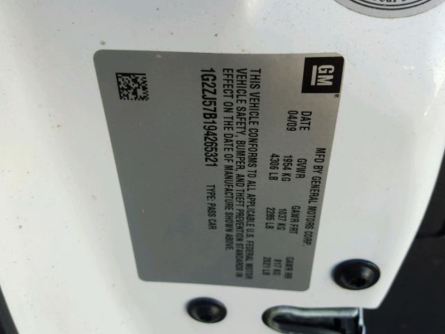 1G2ZJ57B194265321 - 2009 PONTIAC G6 WHITE photo 10