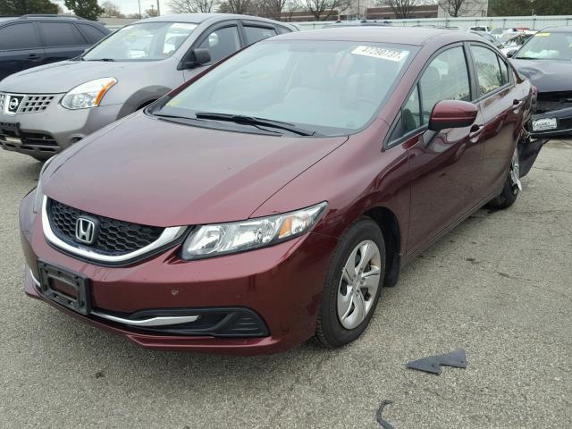 19XFB2F57EE020389 - 2014 HONDA CIVIC LX MAROON photo 2