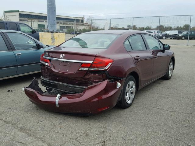 19XFB2F57EE020389 - 2014 HONDA CIVIC LX MAROON photo 4