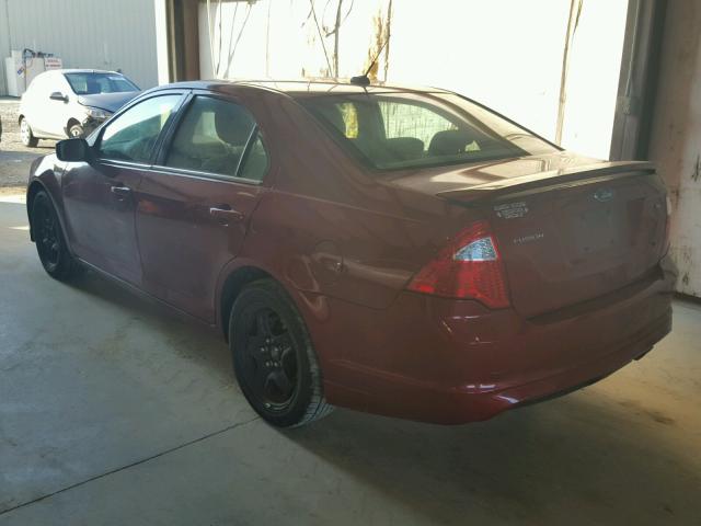 3FAHP0HA9AR168397 - 2010 FORD FUSION SE RED photo 3