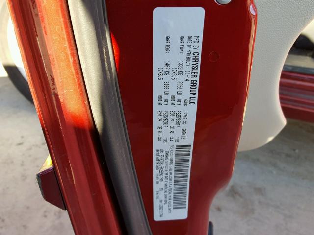 2C4RDGBG1FR625696 - 2015 DODGE GRAND CARA RED photo 10