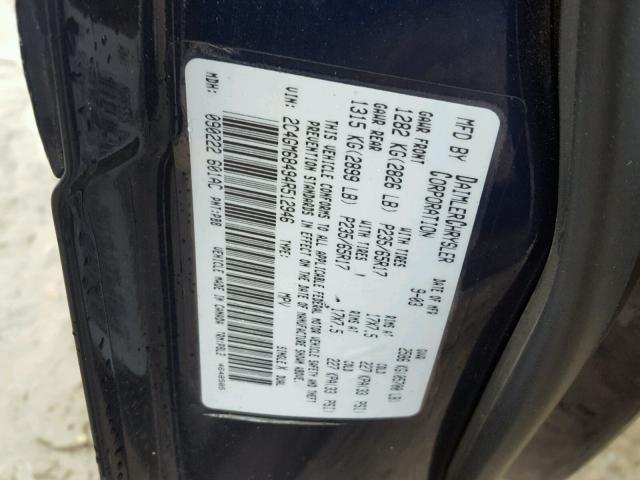 2C4GM68494R512946 - 2004 CHRYSLER PACIFICA BLUE photo 10