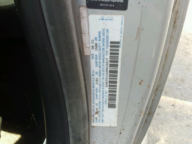 3VWCP21C22M415217 - 2002 VOLKSWAGEN NEW BEETLE 银色 照片 10