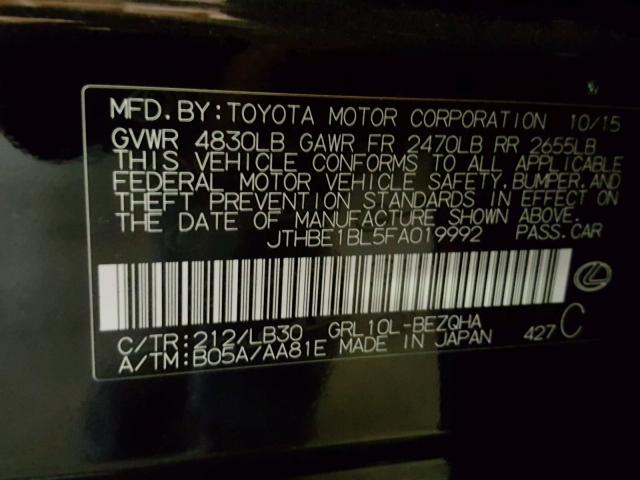 JTHBE1BL5FA019992 - 2015 LEXUS GS 350 BLACK photo 10