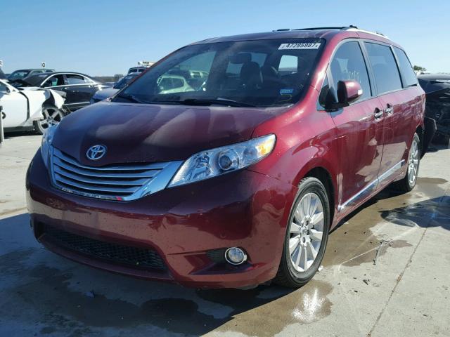 5TDYK3DC2ES427851 - 2014 TOYOTA SIENNA XLE RED photo 2