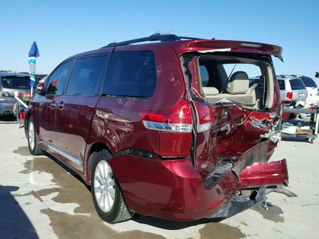 5TDYK3DC2ES427851 - 2014 TOYOTA SIENNA XLE RED photo 3