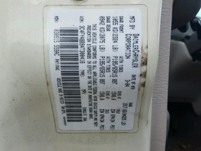 3C4FY48B94T300418 - 2004 CHRYSLER PT CRUISER CREAM photo 10