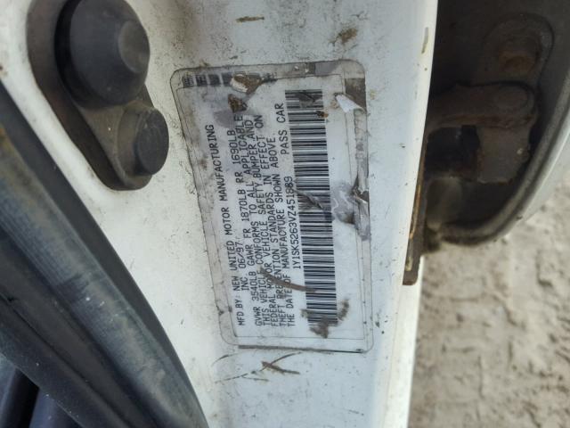 1Y1SK5263VZ451889 - 1997 GEO PRIZM BASE WHITE photo 10