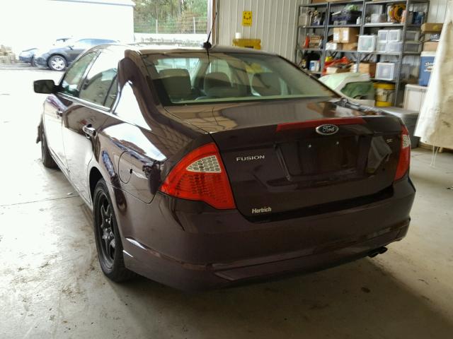 3FAHP0HA5BR161464 - 2011 FORD FUSION SE MAROON photo 3