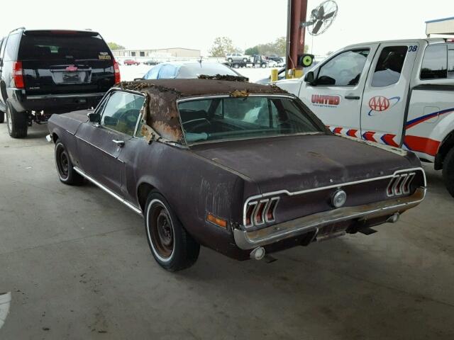 8R01C128659 - 1968 FORD MUSTANG BURGUNDY photo 3