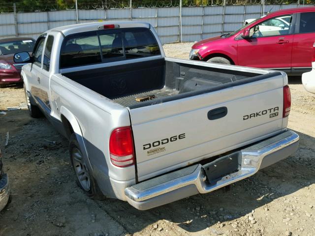 1D7GL42K64S627068 - 2004 DODGE DAKOTA SLT SILVER photo 3