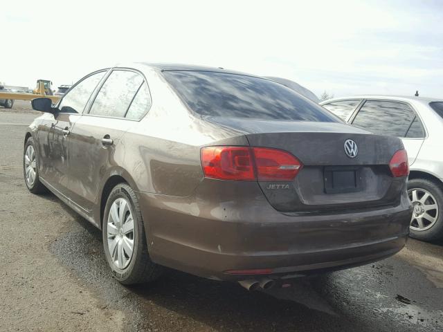 3VW2K7AJ0EM236894 - 2014 VOLKSWAGEN JETTA BASE BROWN photo 3