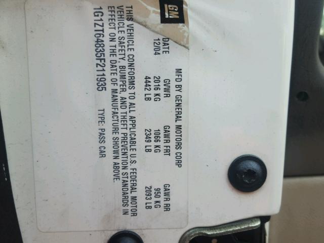 1G1ZT64835F211935 - 2005 CHEVROLET MALIBU MAX 白色 照片 10