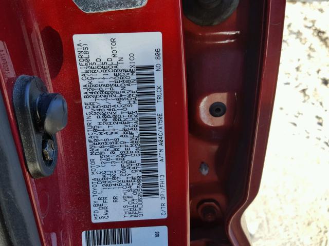 3TMJU62N55M001279 - 2005 TOYOTA TACOMA DOU RED photo 10