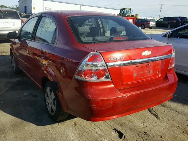 KL1TD56E39B376444 - 2009 CHEVROLET AVEO LS RED photo 3