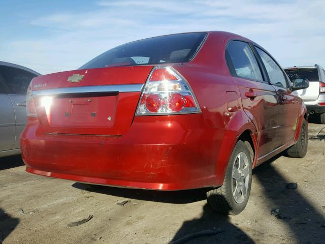 KL1TD56E39B376444 - 2009 CHEVROLET AVEO LS RED photo 4