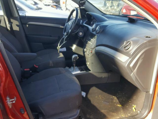 KL1TD56E39B376444 - 2009 CHEVROLET AVEO LS RED photo 5