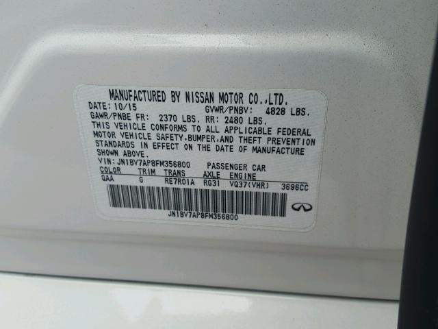 JN1BV7AP8FM356800 - 2015 INFINITI Q50 BASE Blanco foto 10