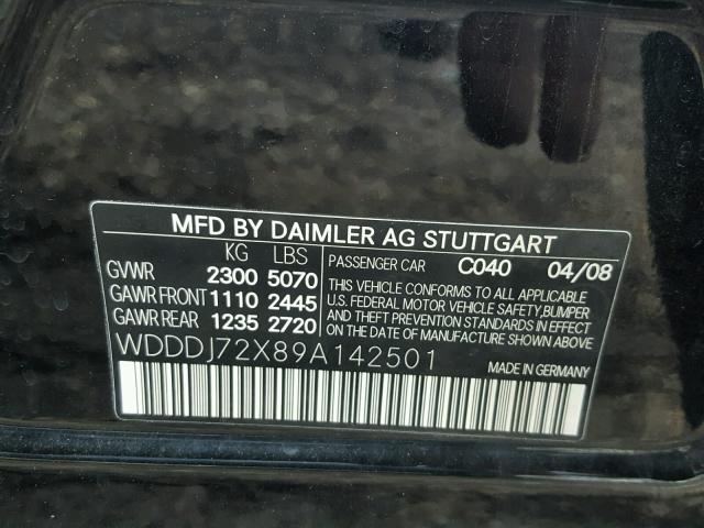 WDDDJ72X89A142501 - 2009 MERCEDES-BENZ CLS 550 BLACK photo 10