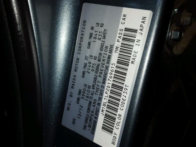 JM1BL1LP2D1769615 - 2013 MAZDA 3 I BLUE photo 10