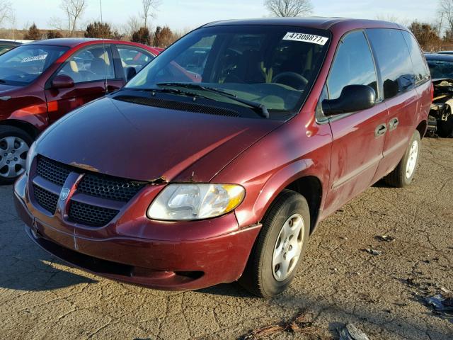 1B4GP253X2B668272 - 2002 DODGE CARAVAN SE MAROON photo 2